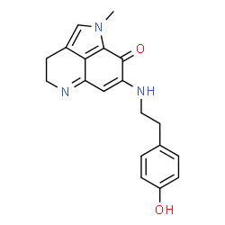 ChemSpider 2D Image | 7-{[2-(4-Hydroxyphenyl)ethyl]amino}-1-methyl-3,4-dihydropyrrolo[4,3,2-de]quinolin-8(1H)-one | C19H19N3O2