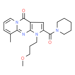 ChemSpider 2D Image | 1-(3-Methoxypropyl)-9-methyl-2-(1-piperidinylcarbonyl)pyrido[1,2-a]pyrrolo[2,3-d]pyrimidin-4(1H)-one | C21H26N4O3