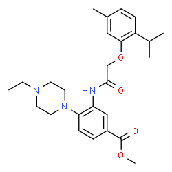 ChemSpider 2D Image | Methyl 4-(4-ethyl-1-piperazinyl)-3-{[(2-isopropyl-5-methylphenoxy)acetyl]amino}benzoate | C26H35N3O4