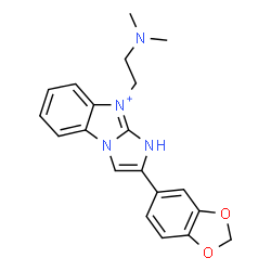 ChemSpider 2D Image | 2-(1,3-Benzodioxol-5-yl)-9-[2-(dimethylamino)ethyl]-1H-imidazo[1,2-a][3,1]benzimidazol-9-ium | C20H21N4O2