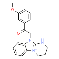 ChemSpider 2D Image | 10-[2-(3-Methoxyphenyl)-2-oxoethyl]-2,3,4,10-tetrahydro-1H-pyrimido[1,2-a][3,1]benzimidazol-5-ium | C19H20N3O2