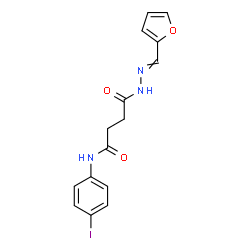 ChemSpider 2D Image | 4-[2-(2-Furylmethylene)hydrazino]-N-(4-iodophenyl)-4-oxobutanamide | C15H14IN3O3