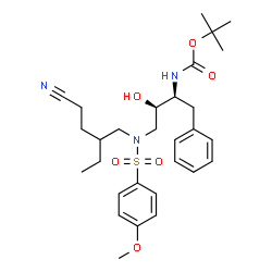 ChemSpider 2D Image | 2-Methyl-2-propanyl [(2S,3R)-4-{(4-cyano-2-ethylbutyl)[(4-methoxyphenyl)sulfonyl]amino}-3-hydroxy-1-phenyl-2-butanyl]carbamate | C29H41N3O6S