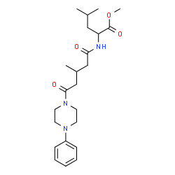 ChemSpider 2D Image | Methyl N-[3-methyl-5-oxo-5-(4-phenyl-1-piperazinyl)pentanoyl]leucinate | C23H35N3O4