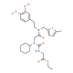 ChemSpider 2D Image | Ethyl N-[cyclohexyl(2-{[2-(3,4-dimethoxyphenyl)ethyl][(5-methyl-2-thienyl)methyl]amino}-2-oxoethyl)carbamoyl]glycinate | C29H41N3O6S