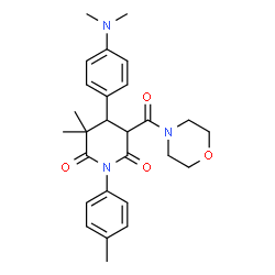 ChemSpider 2D Image | 4-[4-(Dimethylamino)phenyl]-3,3-dimethyl-1-(4-methylphenyl)-5-(4-morpholinylcarbonyl)-2,6-piperidinedione | C27H33N3O4