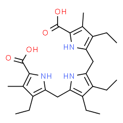 ChemSpider 2D Image | 2,5-bis(5-carboxy-3-ethyl-4-methylpyrrol-2-ylmethyl)-3,4-diethylpyrrole | C26H35N3O4