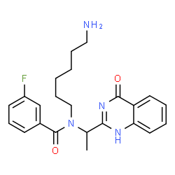ChemSpider 2D Image | N-(6-Aminohexyl)-3-fluoro-N-[1-(4-oxo-1,4-dihydro-2-quinazolinyl)ethyl]benzamide | C23H27FN4O2