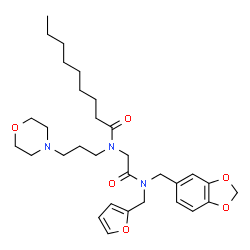 ChemSpider 2D Image | N-{2-[(1,3-Benzodioxol-5-ylmethyl)(2-furylmethyl)amino]-2-oxoethyl}-N-[3-(4-morpholinyl)propyl]nonanamide | C31H45N3O6