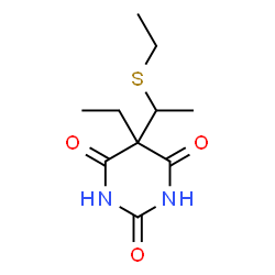 ChemSpider 2D Image | 5-Ethyl-5-[1-(ethylsulfanyl)ethyl]-2,4,6(1H,3H,5H)-pyrimidinetrione | C10H16N2O3S
