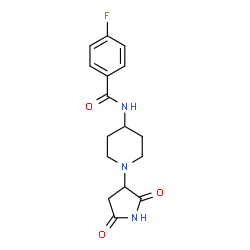 ChemSpider 2D Image | N-[1-(2,5-Dioxo-3-pyrrolidinyl)-4-piperidinyl]-4-fluorobenzamide | C16H18FN3O3