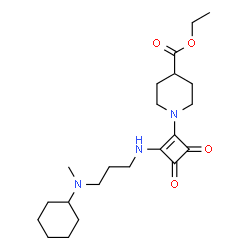 ChemSpider 2D Image | Ethyl 1-[2-({3-[cyclohexyl(methyl)amino]propyl}amino)-3,4-dioxo-1-cyclobuten-1-yl]-4-piperidinecarboxylate | C22H35N3O4