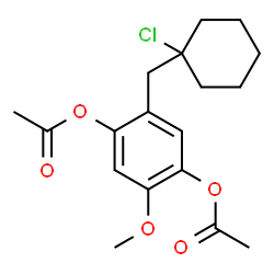 ChemSpider 2D Image | 2-[(1-Chlorocyclohexyl)methyl]-5-methoxy-1,4-phenylene diacetate | C18H23ClO5