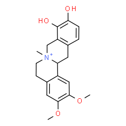ChemSpider 2D Image | 9,10-Dihydroxy-2,3-dimethoxy-7-methyl-5,8,13,13a-tetrahydro-6H-isoquinolino[3,2-a]isoquinolinium | C20H24NO4