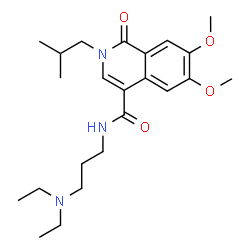 ChemSpider 2D Image | N-[3-(Diethylamino)propyl]-2-isobutyl-6,7-dimethoxy-1-oxo-1,2-dihydro-4-isoquinolinecarboxamide | C23H35N3O4