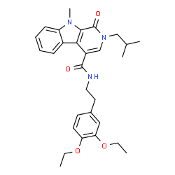 ChemSpider 2D Image | N-[2-(3,4-Diethoxyphenyl)ethyl]-2-isobutyl-9-methyl-1-oxo-2,9-dihydro-1H-beta-carboline-4-carboxamide | C29H35N3O4