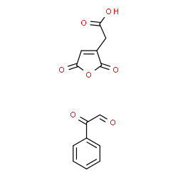 ChemSpider 2D Image | (2,5-Dioxo-2,5-dihydro-3-furanyl)acetic acid - oxo(phenyl)acetaldehyde (1:1) | C14H10O7