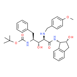 ChemSpider 2D Image | 2-Methyl-2-propanyl {(2S,3R,4R)-3-hydroxy-5-{[(1S,2R)-2-hydroxy-2,3-dihydro-1H-inden-1-yl]amino}-4-[(4-methoxybenzyl)amino]-5-oxo-1-phenyl-2-pentanyl}carbamate | C33H41N3O6
