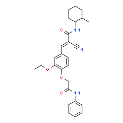 ChemSpider 2D Image | (2E)-3-[4-(2-Anilino-2-oxoethoxy)-3-ethoxyphenyl]-2-cyano-N-(2-methylcyclohexyl)acrylamide | C27H31N3O4