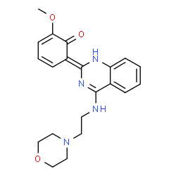 ChemSpider 2D Image | 2-methoxy-6-[4-[2-(4-morpholinyl)ethylamino]-1H-quinazolin-2-ylidene]-1-cyclohexa-2,4-dienone | C21H24N4O3