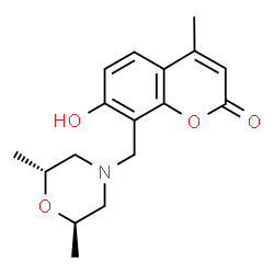 ChemSpider 2D Image | 8-{[(2R,6R)-2,6-Dimethyl-4-morpholinyl]methyl}-7-hydroxy-4-methyl-2H-chromen-2-one | C17H21NO4