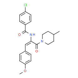 ChemSpider 2D Image | 4-Chloro-N-[(1E)-1-(4-methoxyphenyl)-3-(4-methyl-1-piperidinyl)-3-oxo-1-propen-2-yl]benzamide | C23H25ClN2O3