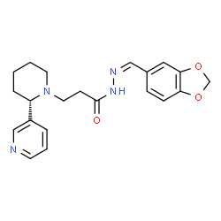 ChemSpider 2D Image | N'-[(Z)-1,3-Benzodioxol-5-ylmethylene]-3-[(2S)-2-(3-pyridinyl)-1-piperidinyl]propanehydrazide | C21H24N4O3
