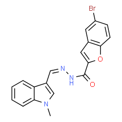 ChemSpider 2D Image | 5-Bromo-N'-[(Z)-(1-methyl-1H-indol-3-yl)methylene]-1-benzofuran-2-carbohydrazide | C19H14BrN3O2