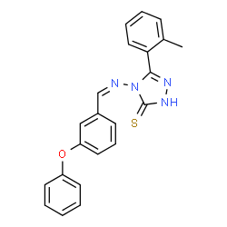 ChemSpider 2D Image | 5-(2-Methylphenyl)-4-[(Z)-(3-phenoxybenzylidene)amino]-2,4-dihydro-3H-1,2,4-triazole-3-thione | C22H18N4OS
