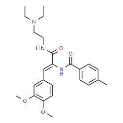 ChemSpider 2D Image | N-[(1Z)-3-{[2-(Diethylamino)ethyl]amino}-1-(3,4-dimethoxyphenyl)-3-oxo-1-propen-2-yl]-4-methylbenzamide | C25H33N3O4