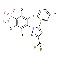 ChemSpider 2D Image | 4-[5-(3-Methylphenyl)-3-(trifluoromethyl)-1H-pyrazol-1-yl](~2~H_4_)benzenesulfonamide | C17H10D4F3N3O2S