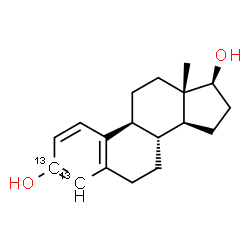 ChemSpider 2D Image | (17beta)-(3,4-~13~C_2_)Estra-1,3,5(10)-triene-3,17-diol | C1613C2H24O2