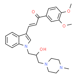 ChemSpider 2D Image | (2E)-1-(3,4-Dimethoxyphenyl)-3-{1-[2-hydroxy-3-(4-methyl-1-piperazinyl)propyl]-1H-indol-3-yl}-2-propen-1-one | C27H33N3O4