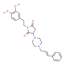 ChemSpider 2D Image | 1-[2-(3,4-Dimethoxyphenyl)ethyl]-3-{4-[(2E)-3-phenyl-2-propen-1-yl]-1-piperazinyl}-2,5-pyrrolidinedione | C27H33N3O4