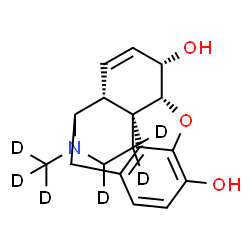 ChemSpider 2D Image | (5alpha,6alpha,9alpha)-17-(~2~H_3_)Methyl(15,15,16-~2~H_3_)-7,8-didehydro-4,5-epoxymorphinan-3,6-diol | C17H13D6NO3
