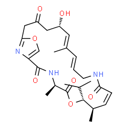 ChemSpider 2D Image | (4R,7R,8R,9Z,14E,16E,18S)-18-Hydroxy-7-isopropyl-4,8,16-trimethyl-6,23-dioxa-3,12,25-triazabicyclo[20.2.1]pentacosa-1(24),9,14,16,22(25)-pentaene-2,5,11,20-tetrone | C26H35N3O7