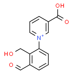 ChemSpider 2D Image | 3-Carboxy-1-[3-formyl-2-(hydroxymethyl)phenyl]pyridinium | C14H12NO4