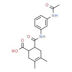 ChemSpider 2D Image | 6-[(3-Acetamidophenyl)carbamoyl]-3,4-dimethyl-3-cyclohexene-1-carboxylic acid | C18H22N2O4