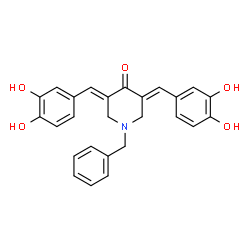 ChemSpider 2D Image | (3E,5E)-1-Benzyl-3,5-bis(3,4-dihydroxybenzylidene)-4-piperidinone | C26H23NO5