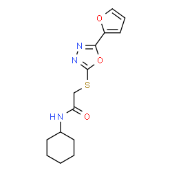 ChemSpider 2D Image | N-Cyclohexyl-2-{[5-(2-furyl)-1,3,4-oxadiazol-2-yl]sulfanyl}acetamide | C14H17N3O3S