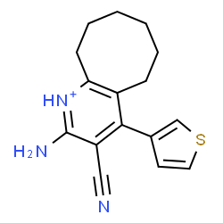 ChemSpider 2D Image | 2-Amino-3-cyano-4-(3-thienyl)-5,6,7,8,9,10-hexahydrocycloocta[b]pyridinium | C16H18N3S