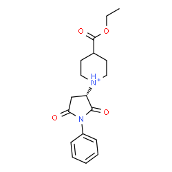 ChemSpider 2D Image | 1-[(3S)-2,5-Dioxo-1-phenyl-3-pyrrolidinyl]-4-(ethoxycarbonyl)piperidinium | C18H23N2O4
