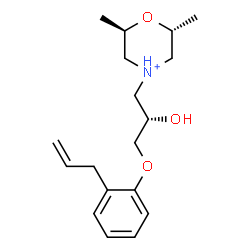 ChemSpider 2D Image | (2R,6R)-4-[(2S)-3-(2-Allylphenoxy)-2-hydroxypropyl]-2,6-dimethylmorpholin-4-ium | C18H28NO3