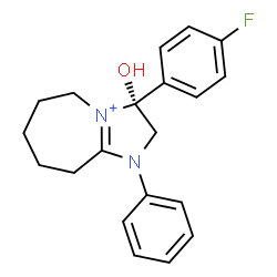 ChemSpider 2D Image | (3R)-3-(4-Fluorophenyl)-3-hydroxy-1-phenyl-1,2,3,5,6,7,8,9-octahydroimidazo[1,2-a]azepin-4-ium | C20H22FN2O