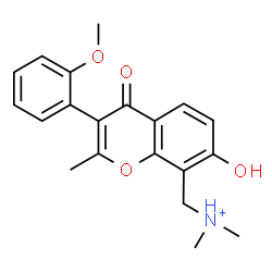 ChemSpider 2D Image | [7-Hydroxy-3-(2-methoxyphenyl)-2-methyl-4-oxo-4H-chromen-8-yl]-N,N-dimethylmethanaminium | C20H22NO4