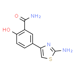 ChemSpider 2D Image | 5-(2-Amino-1,3-thiazol-4-yl)-2-hydroxybenzamide | C10H9N3O2S