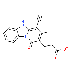 ChemSpider 2D Image | 3-(4-Cyano-3-methyl-1-oxo-1,5-dihydropyrido[1,2-a]benzimidazol-2-yl)propanoate | C16H12N3O3