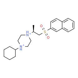 ChemSpider 2D Image | 1-Cyclohexyl-4-[(2S)-1-(2-naphthylsulfonyl)-2-propanyl]piperazinediium | C23H34N2O2S