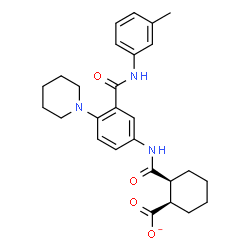 ChemSpider 2D Image | (1R,2S)-2-({3-[(3-Methylphenyl)carbamoyl]-4-(1-piperidinyl)phenyl}carbamoyl)cyclohexanecarboxylate | C27H32N3O4