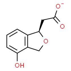 ChemSpider 2D Image | [(1R)-4-Hydroxy-1,3-dihydro-2-benzofuran-1-yl]acetate | C10H9O4